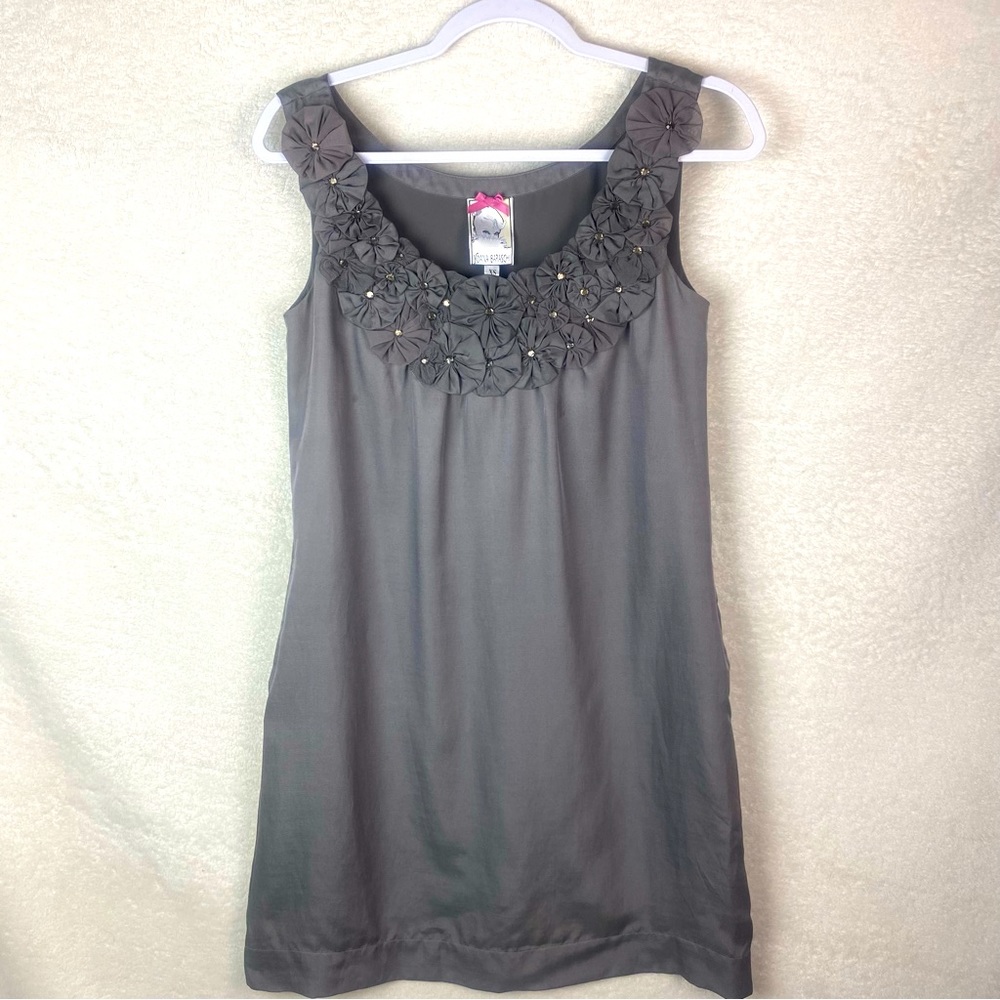 Yoana Baraschi Xs Gray Shift dress Anthropologie Rosette‎ Cocktail party Silk